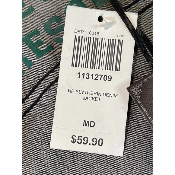 Harry Potter Slytherin Sz M Denim Jean Jacket Dark Gray/Black Hot Topic NEW - Picture 11 of 15